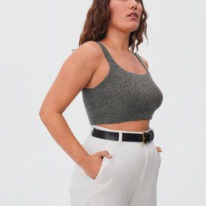 Everlane Cropped Tank Top Charcoal Cozy-Stretch Wool Yak NWOT Sz M